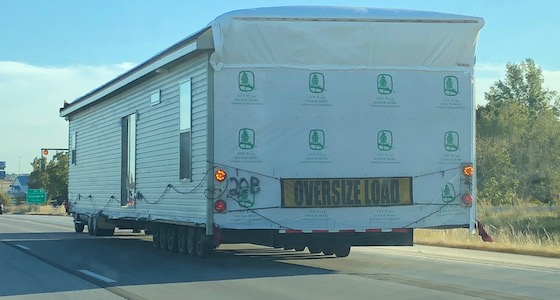 mobile home being moved