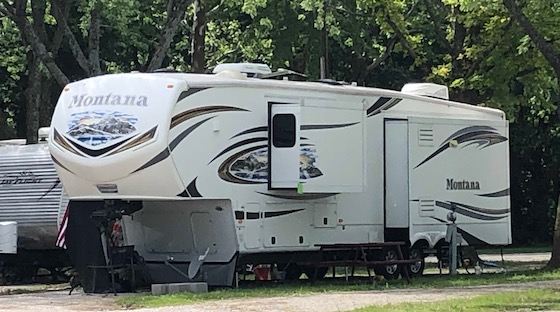 RV in a mobile home park