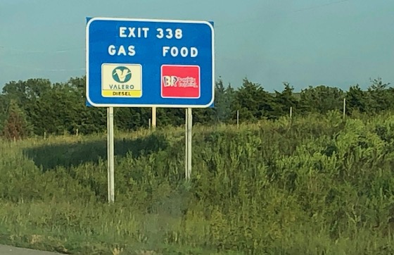 gas and food highway sign